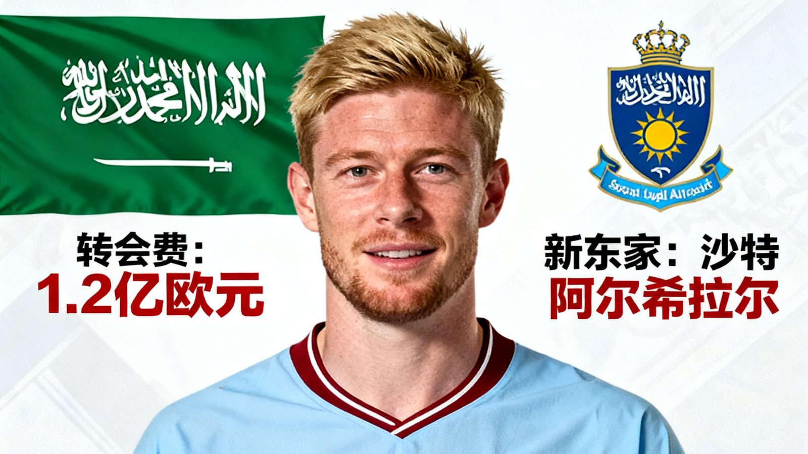 震惊！德布劳内1.2亿欧元转会沙特阿尔希拉尔